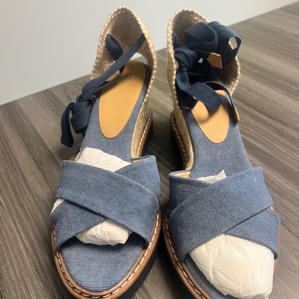 Castaner Blue Espadrille Wedge Sandals